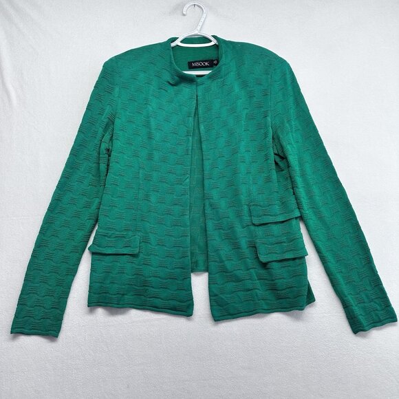 Misook Womens Knit Open Front Blazer Size M Kelly Green Career Business Classic - Picture 1 of 13